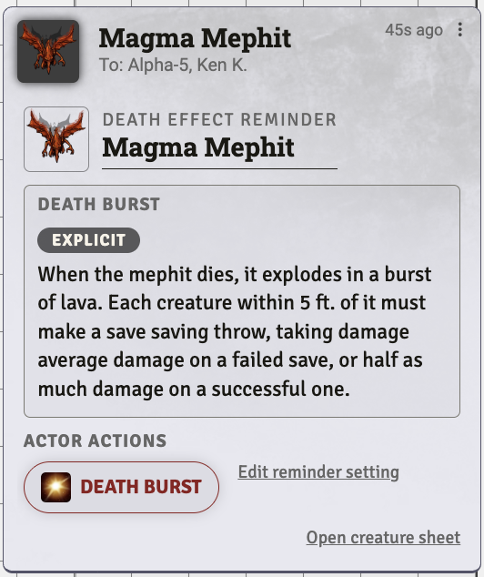 Death Effect Reminder — Pathfinder 2e