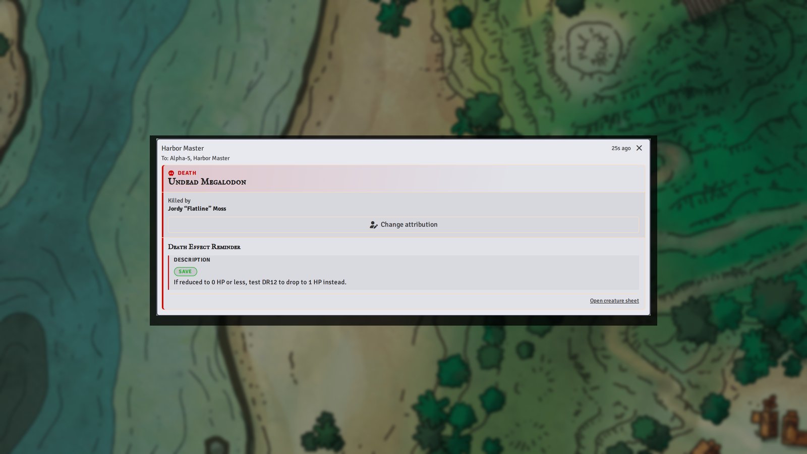 Oh You Dead compiled death alert with Death Effect Reminder actions in Foundry VTT