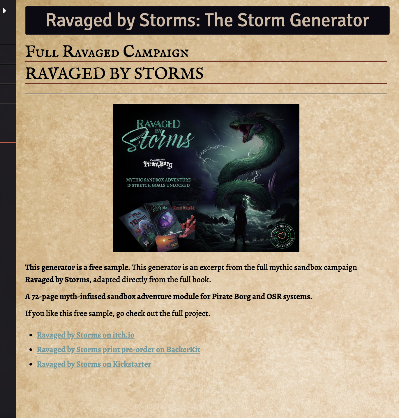 Ravaged by Storms: Storm Generator for Pirate Borg