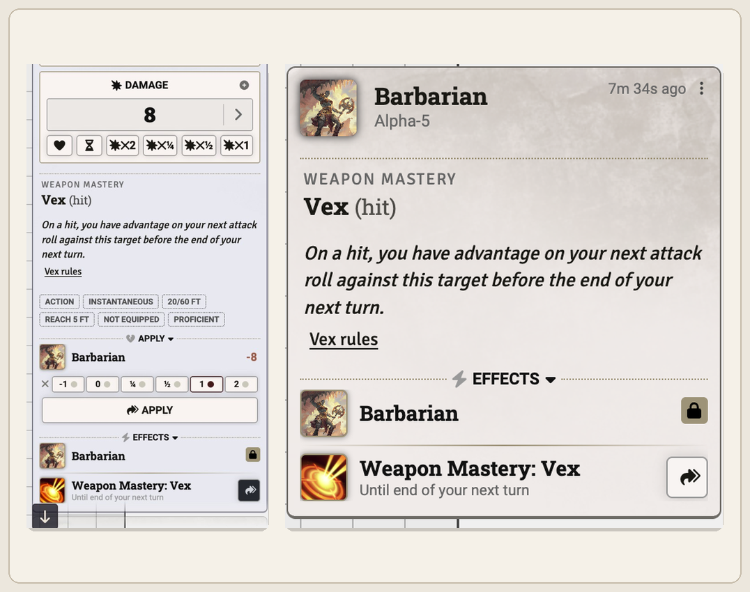 Weapon Mastery Effects Reminder